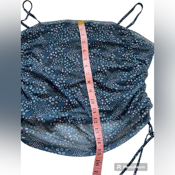 Juniors' SO® Side Cinched Cropped Print Cami Blue Size XXL - Picture 7 of 9